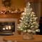 2ft. Snowy Concolor Fir Small Artificial Christmas Tree In Burlap With Snowy Cones, Warm White LED Lights